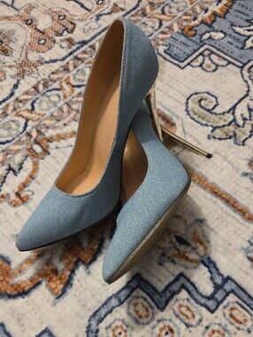 SHEIN Light Blue Denim-Look Pointed Stiletto Heels